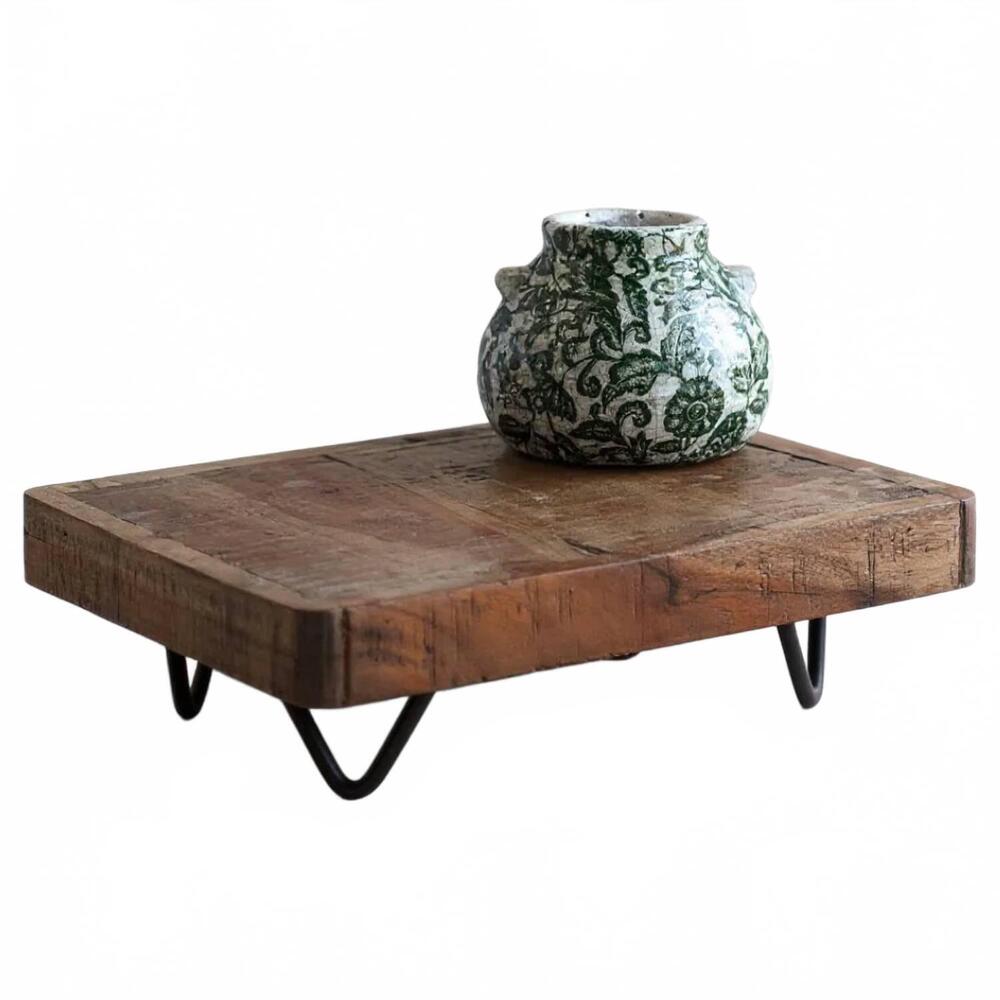 NEW PD HOME & GARDEN wood display riser with hairpin legs in rustic